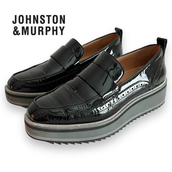Johnston & Murphy Ladies Gracelyn Loafer Sz 8.5 Black Patent Leather Oxford - Picture 1 of 10